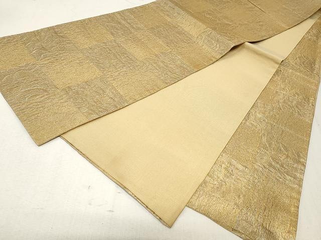 平和屋着物▽スリーシーズン　春夏秋　全通柄袋帯　市松文　金糸　正絹　逸品　CAAV5255yk_5