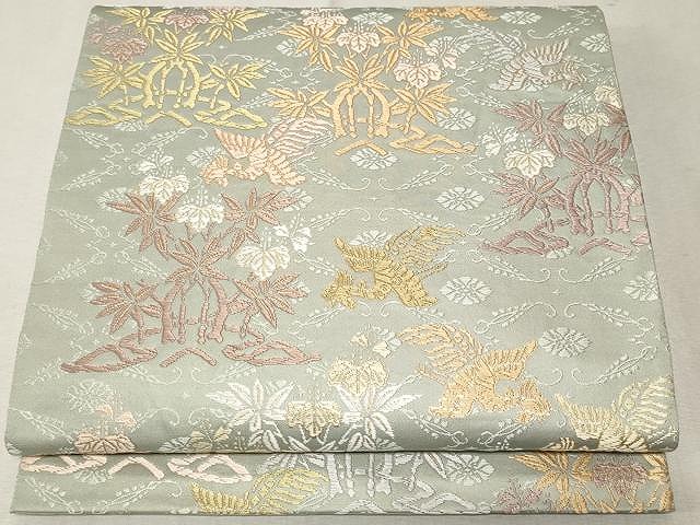 平和屋着物●六通柄袋帯　唐織　鳳凰枝葉文　金糸　正絹　逸品　CAAV5264yk