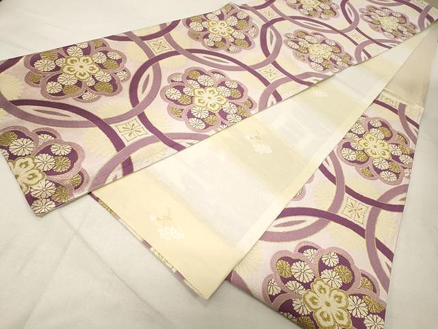 平和屋着物○両面 六通柄袋帯 唐織 花丸文 金糸 正絹 逸品 CAAV5480yk