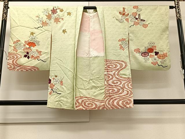 平和屋着物＃羽織　駒刺繍　流水枝花文　金彩　正絹　逸品　CAAV5606id