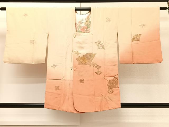 平和屋着物＃中国三大刺繍　スワトウ刺繍　相良刺繍　道行コート　扇面花菱文　暈し染め　金彩　正絹　逸品　CAAV5612id