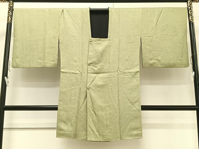 平和屋着物＃道行コート　リバーシブル　墨流し文様　黒地　ロング丈　正絹　逸品　CAAV5618id