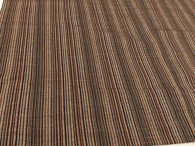 平和屋着物＃道行コート 紬地 縞 ロング丈 正絹 逸品 CAAV5678id