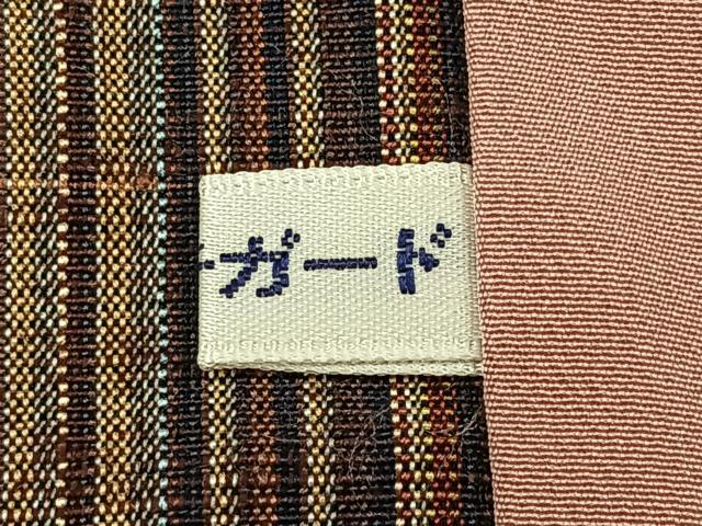 平和屋着物＃道行コート 紬地 縞 ロング丈 正絹 逸品 CAAV5678id 羽織