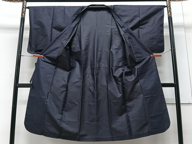 平和屋着物▽道行コート　雨コート　　鉄紺色　ロング丈　正絹　逸品　CAAV5687id 平和屋着物▽道行コート 雨コート 鉄紺色 ロング丈 正絹 逸品