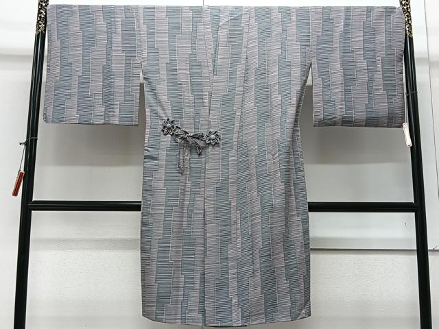 平和屋着物＃道中着　よろけ縞　ロング丈　正絹　逸品　CAAV5811id