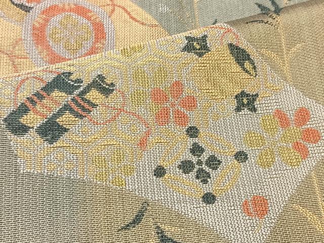 平和屋着物＃道中着 お召地 流水草花文 暈し染め ロング丈 正絹