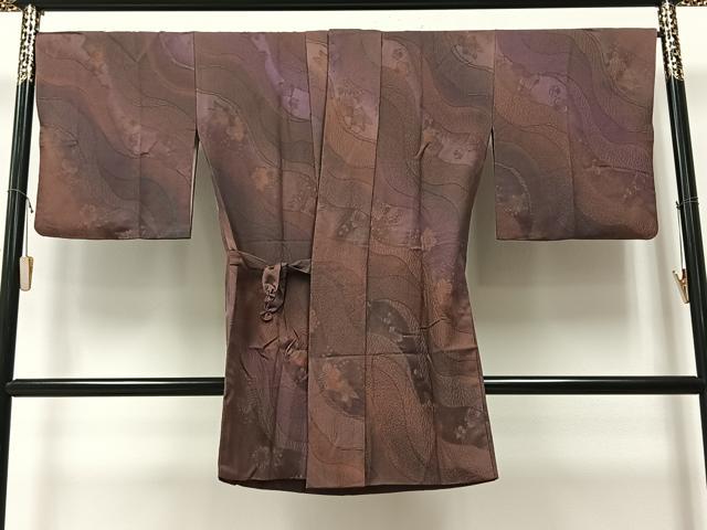 平和屋着物＃道中着　地紋起こし　霞花文　ロング丈　正絹　逸品　CAAV5879id