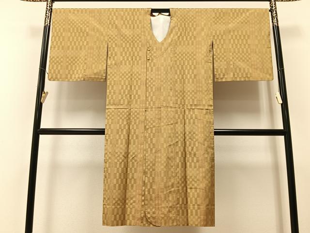 平和屋着物＃本場大島紬　道行コート　単衣　雨コート　吉祥文　ロング丈　正絹　逸品　CAAV5886id