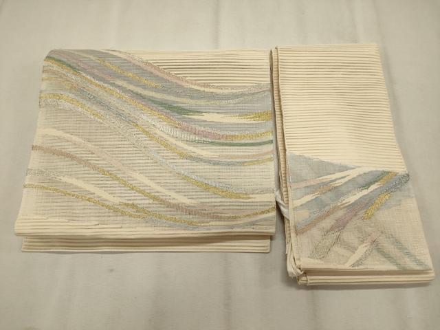 平和屋着物＊夏物　つけ帯　絽綴れ　流線文　金銀糸　正絹　逸品　CAAV6398oy