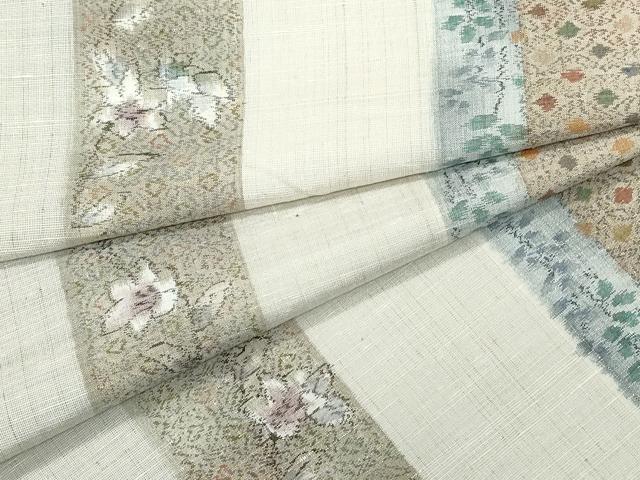 平和屋着物●小千谷紬　花唐草文　正絹　逸品　未使用　CAAV6404vf