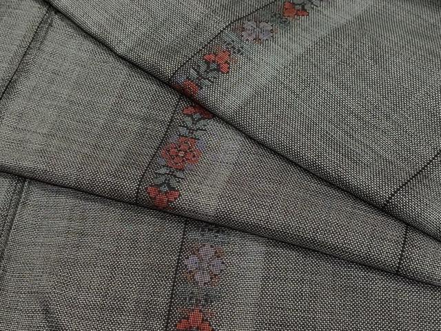 平和屋着物●本場大島紬　9マルキ　草花文　正絹　逸品　CAAV6412vf