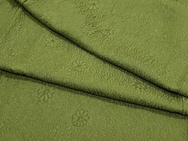 平和屋着物●上質な色無地　舞花地紋　海松色　正絹　逸品　CAAV6413vf