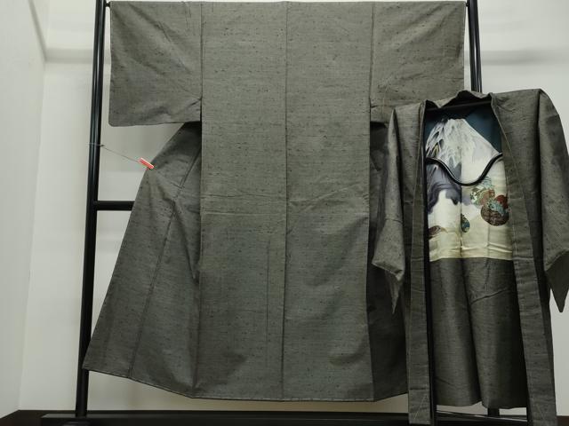 平和屋着物●男性　髭紬　アンサンブル　100亀甲　正絹　逸品　未使用　CAAV6432vf