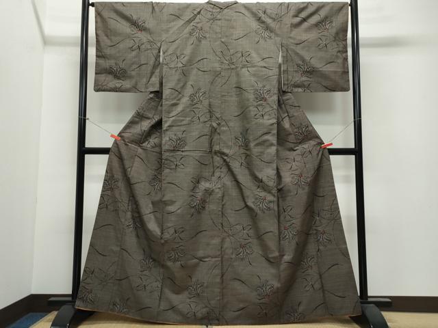 平和屋着物○本場大島紬 7マルキ 草花文 正絹 逸品 CAAV6457vf