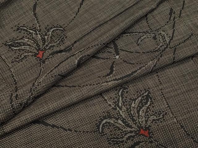 平和屋着物○本場大島紬 7マルキ 草花文 正絹 逸品 CAAV6457vf
