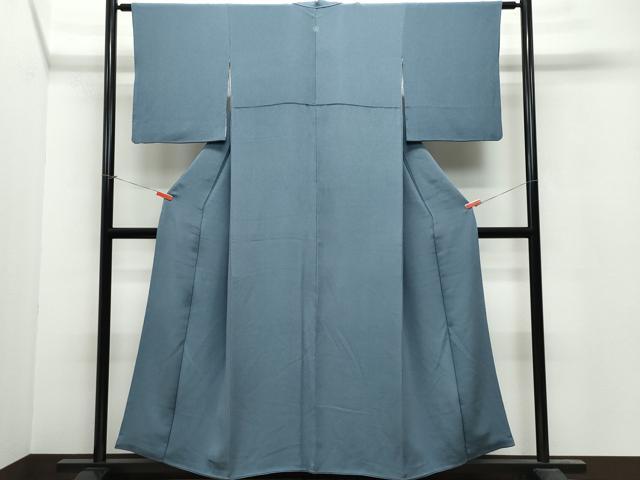 平和屋着物●北大路魯山人　色無地　鉄御納戸色　鬼しぼ縮緬　正絹　逸品　CAAV6462vf 平和屋着物○北大路魯山人 色無地 鉄御納戸色 鬼しぼ縮緬 正絹 逸品