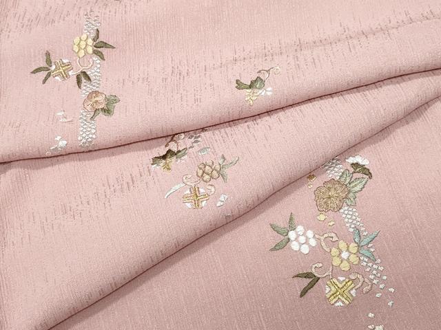 平和屋着物●上質な小紋　総刺繍　花唐草文　金糸　正絹　逸品　CAAV6515vf