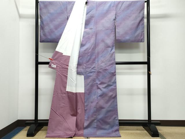 平和屋着物●菅原工房　菅原結作　漢方染紬　霞斜線文　やまと誂製　証紙付き　正絹　逸品　CAAV6544vf 平和屋着物○菅原工房 菅原結作 漢方染紬 霞斜線文 やまと