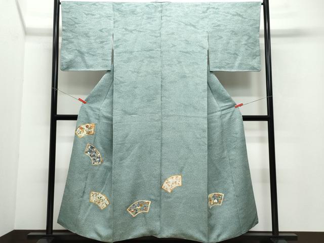 平和屋着物●野口彦太郎　大彦三代目　江戸染繍友禅　色留袖　刺繍　地紙草花文　金糸　正絹　逸品　CAAV6560vf