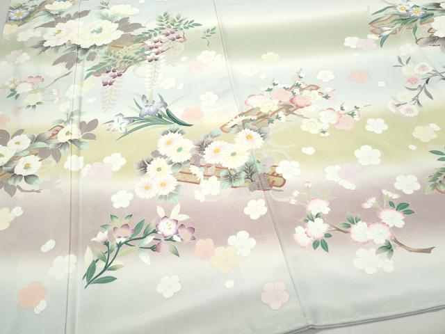 平和屋着物○訪問着 刺繍 花筏文 金彩 正絹 逸品 CAAV6581vf