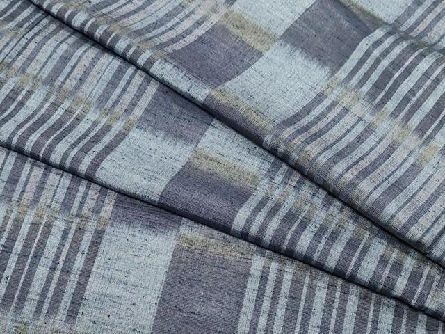 平和屋着物●上質な紬　市松吉祥文　正絹　逸品　CAAV6592vf