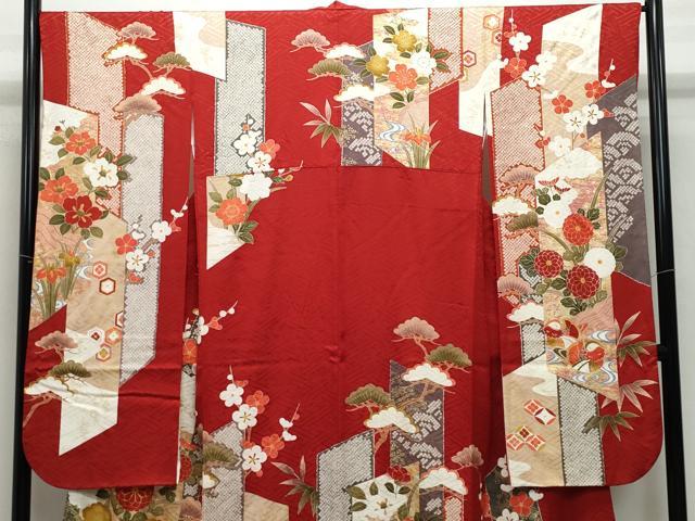 平和屋着物○色留訪問着 紬地 手描き 猫 ネコ 金彩 正絹 逸品