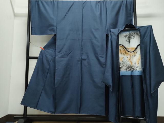 平和屋着物○男性 本場大島紬 アンサンブル 100亀甲 羽裏：鷹 正絹