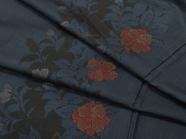 平和屋着物●本場大島紬　7マルキ　草花文　トールサイズ　正絹　逸品　未使用　CAAV6654vf