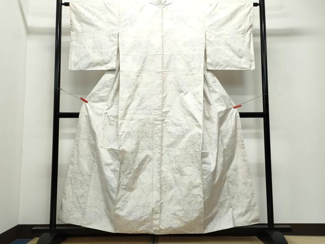 平和屋着物○本場大島紬 白大島 9マルキ エジプト壁画文様 正絹 逸品