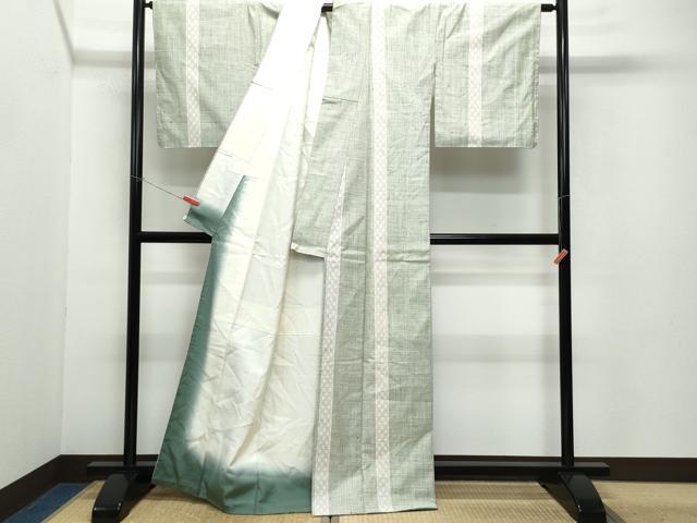 平和屋着物○結城紬 奥順 はたおり娘 80亀甲 間道 正絹