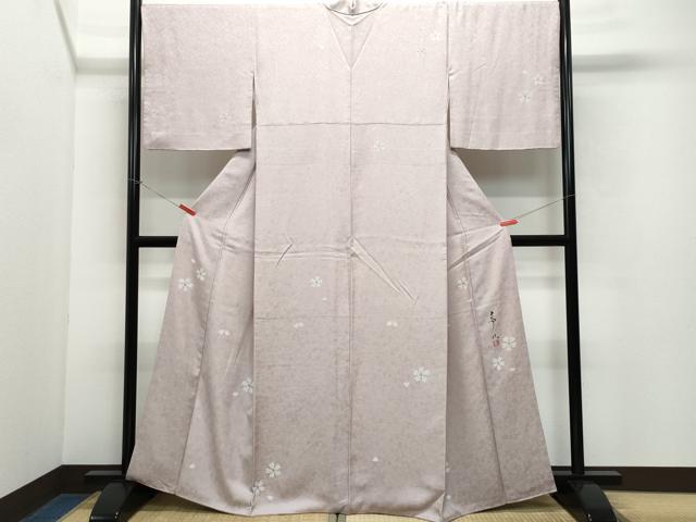 平和屋着物●友禅作家の巨匠　浅井青仁　訪問着　舞桜　金彩　正絹　逸品　CAAV6701vf