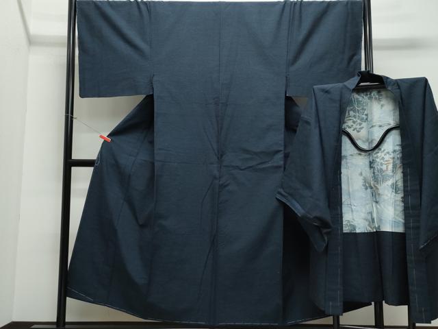 平和屋着物●男性　結城紬　アンサンブル　杢　正絹　逸品　CAAV6753vf