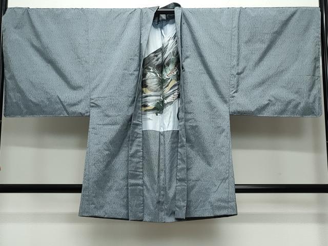 平和屋着物○男性 本場大島紬 薩摩結城 アンサンブル 灰色 キング