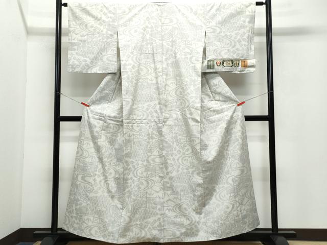 平和屋着物□極上 結城紬 100亀甲 風景花文 逸品 未使用 DZAA7819kh5