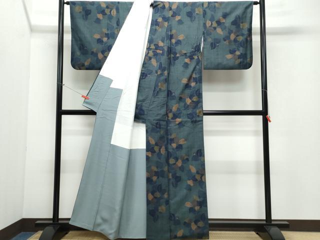 平和屋着物○小千谷紬 草花文 正絹 逸品 CAAV6786vf