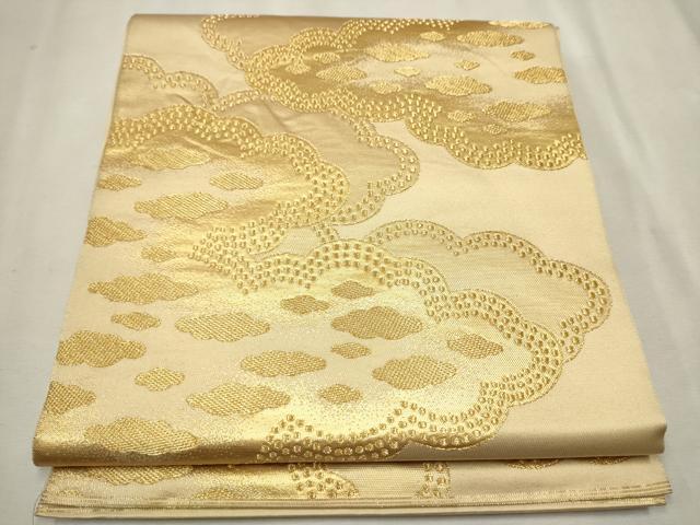 平和屋着物●西陣　川島織物　六通柄　本袋帯　雲取り文　金糸　正絹　逸品　CAAV6801hy