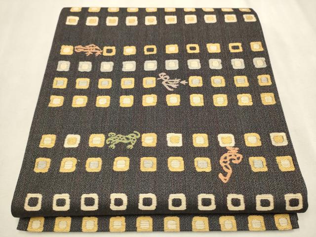 平和屋着物●六通柄袋帯　動物吉祥文　正絹　逸品　CAAV6807hy