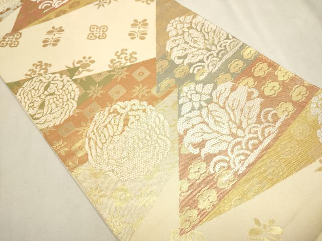 平和屋着物○六通柄 本袋帯 切嵌草花文 金糸 正絹 逸品