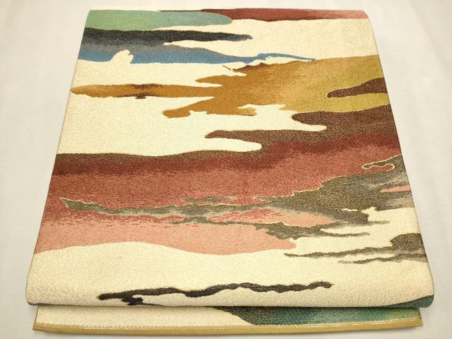 ¨̮⃝ アンティーク 名古屋帯 総刺繍 波飛沫 駒刺繍 大正ロマン 未使用品 アンティーク名古屋帯 鳳凰の刺繍 正絹 大正ロマン No.9-28