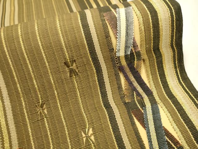 平和屋着物○両面 太鼓柄袋帯 もじり織 吉祥文 金糸 正絹 逸品 CAAV6822hy