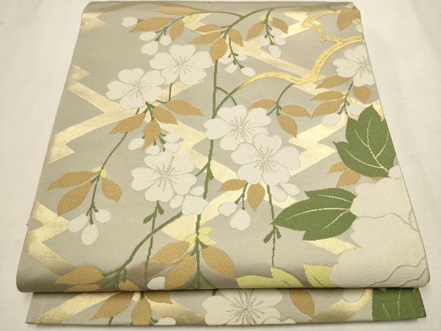 平和屋着物●京都の老舗呉服メーカー ODASHO　小田章　六通柄袋帯　枝垂れ花文　金糸　正絹　逸品　CAAV6829hy