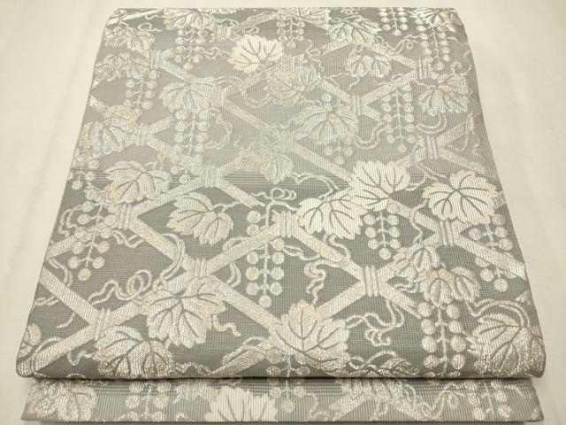 平和屋着物●六通柄袋帯　葡萄蔦の葉文　金銀糸　正絹　逸品　CAAV6927hy