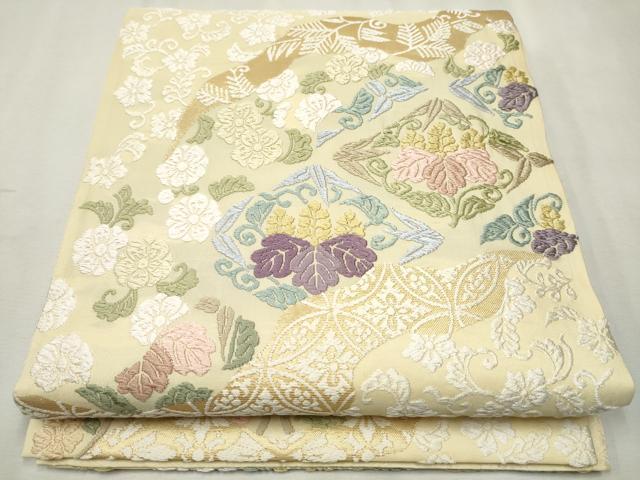 平和屋着物○六通柄袋帯 唐織 花唐草文 金糸 正絹 逸品 CAAV6933hy