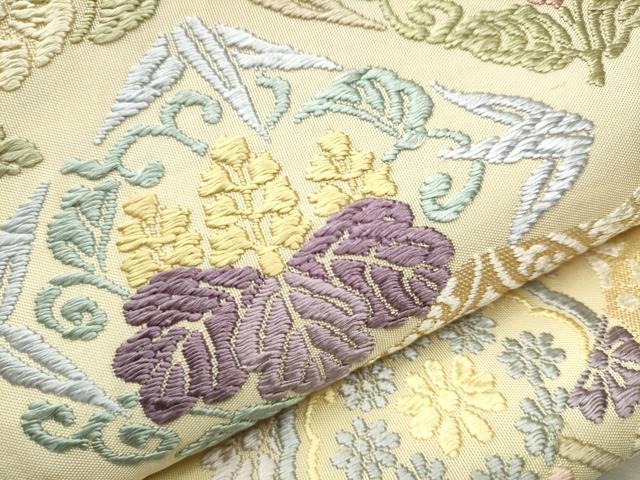 ◆955◆六通柄　袋帯　刺繍　華文　有職文様　唐花草　着物帯　和装着物 ◇955◇六通柄 袋帯 刺繍 華文 有職文様 唐花草 着物帯 和装
