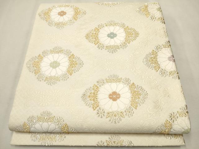 袋帯　唐織　菊華唐花文様　菊七曜 金銀糸 正絹 逸品　リユース品 平和屋着物○六通柄袋帯 唐織 菊華唐花文様 菊七曜 金