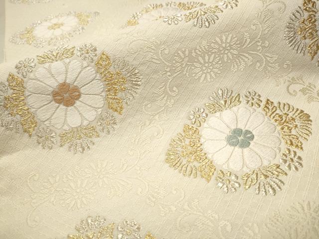 平和屋着物●六通柄袋帯　唐織　菊華唐花文様　菊七曜　金銀糸　正絹　逸品　CAAV6943hy 平和屋着物○六通柄袋帯 唐織 菊華唐花文様 菊七曜 金