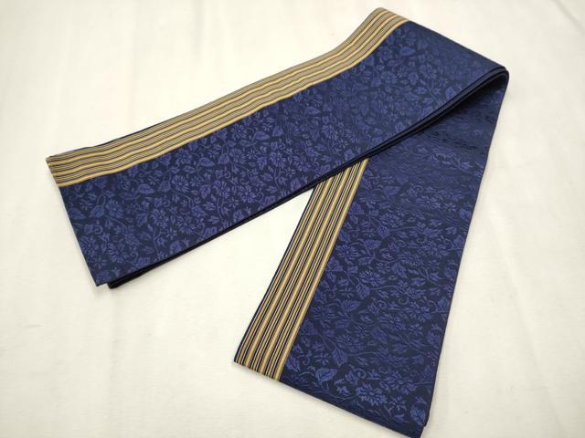 平和屋着物●本場筑前博多織　半幅帯　花唐草文　正絹　逸品　CAAV6944hy 平和屋着物○本場筑前博多織 半幅帯 花唐草文 正絹 逸品 CAAV6944hy