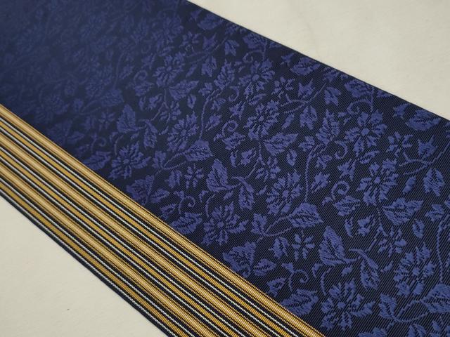 平和屋本店□極上 男性 角帯 花唐草文 金通し地 逸品 未使用