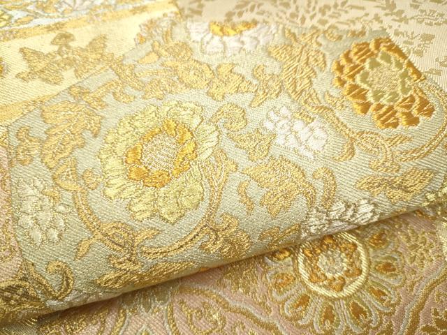 平和屋着物○六通柄 本袋帯 向かい鳥亀甲花文 金糸 篠屋